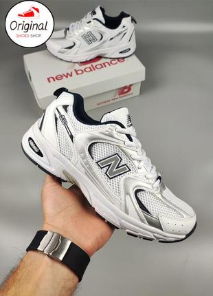 Мужские кроссовки new balance 530 white silver navy blue