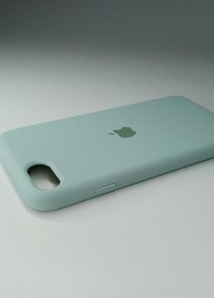 Чехол силиконовый silicone case для iphone 7 / 8 с матовой поверхностю микрофибра внутри бирюзовый цвет1 фото