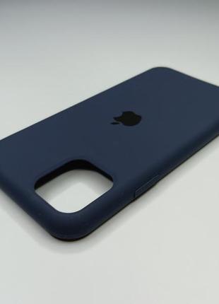 Чехол силиконовый silicone case для iphone 11 pro с матовой поверхностю микрофибра внутри темно-синий цвет3 фото