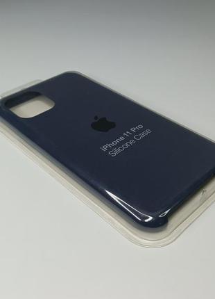 Чохол силіконовий silicone case для iphone 11 pro з матовою поверхнею мікрофібра всередині темно-синій колір