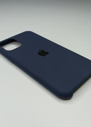 Чехол силиконовый silicone case для iphone 11 pro с матовой поверхностю микрофибра внутри темно-синий цвет4 фото