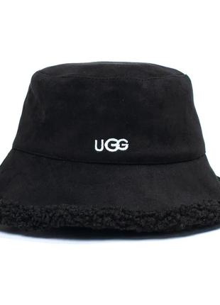 Панама тедди женская зимняя теплая двухсторонняя ugg черная3 фото