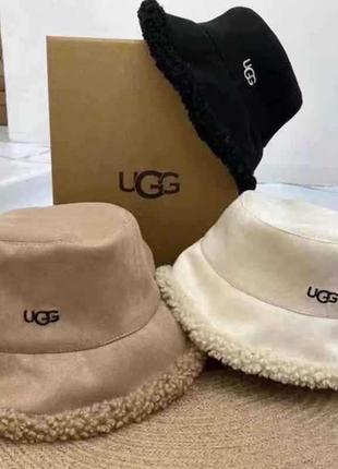 Панама тедди женская зимняя теплая двухсторонняя ugg черная6 фото