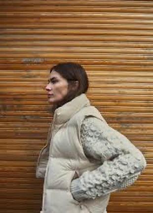 Укорочений стьоганий жилет zara безрукавка водо- та вітронепроникна