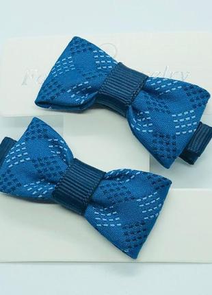 Заколка для волос с бантиком  синим набор  заколка детская  заколка для школы