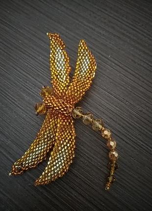 Эффектная брошь "стрекоза" из бисера и бусин сваровски!!!