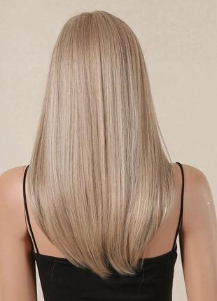 Парик блондинки прямой, парик средний с челкой