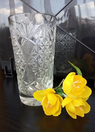 Кришталевий полірований, радянський, якісний, товстостінний стакан