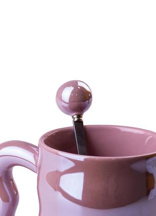 Чашка керамічна love 400мл з кришкою та ложкою кухоль для чаю з кришкою2 фото