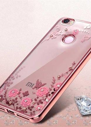 Силіконовий золотистий чохол з камінчиками swarovski для xiaomi redmi 4x5 фото