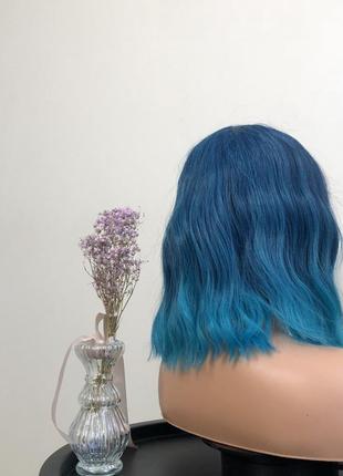 Перука kitto hair "mermaid" каре омбре у синьому кольорі з чубчиком2 фото