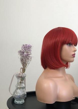 Перука kitto hair червоне каре з чубчиком3 фото