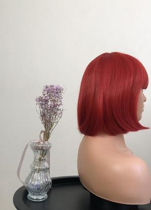 Перука kitto hair червоне каре з чубчиком4 фото