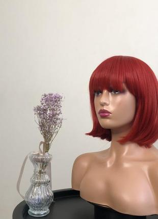 Перука kitto hair червоне каре з чубчиком2 фото