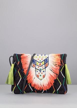 Antik batik ! франция, эффектная бохо этно сумка, с бахромой, бисером, натуральная кожа,2 фото