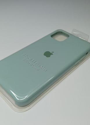 Чехол силиконовый silicone case для iphone 11 pro max с матовой поверхностю микрофибра внутри бирюзовый4 фото