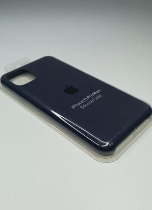 Чехол силиконовый silicone case для iphone 11 pro max с матовой поверхностю микрофибра внутри синий