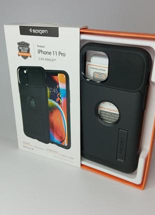 Чехол spigen для iphone 11 pro slim armor, черный цвет