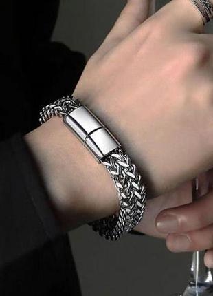 Мужской двойной браслет стальной характер 21