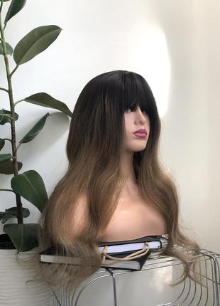 Перука kitto hair каштанова омбре в русий з чубчиком