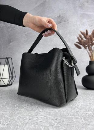 Шкіряна жіноча сумка zara чорна жіноча замшева сумочка на плече в подарунковому пакованні8 фото