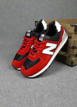 Мужские кроссовки new balance 574 красные белая n замша / сетка скидка sale &lt;unk&gt; smb