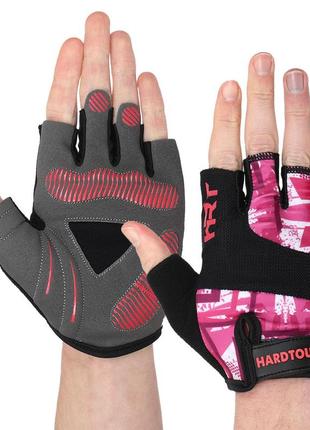 Рукавички для фітнесу, залу, заняття на тренажерах hard touch fg-9523 рожевий9 фото
