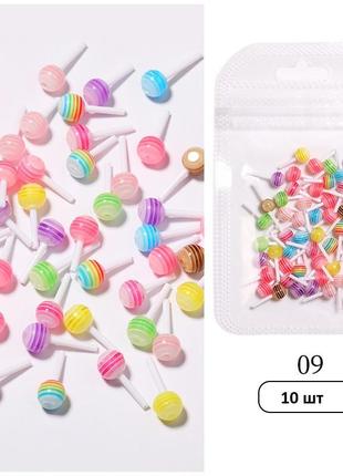 3d фігурки для нігтів чупачупс мікс 6 мм lollipop mix 10 шт