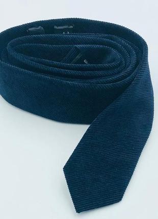 Галстук мужской узкий темно - синий галстук офисный1 фото