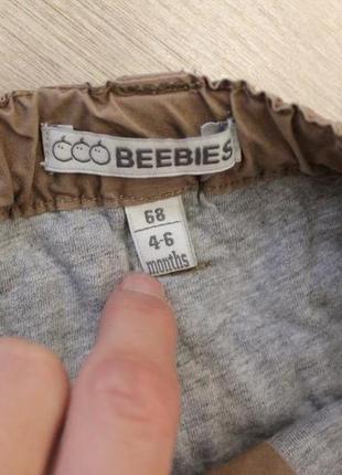 Классные штанишки штаны брюки на хб подкладке beebies 4-6 мес, 68 см3 фото