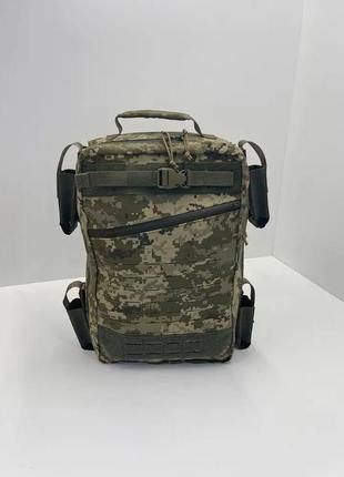 Тактичний медичний рюкзак з 4 контейнерами + 4 на торцях підсумки для турнікету піксель