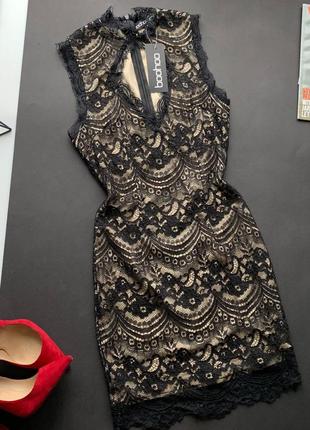 👗роскошное чёрное кружевное платье миди/бежевое платье с вырезом на груди/платье гипюр👗5 фото