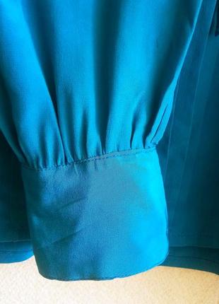Стильная блуза рубашка цвета аквамарин из 100% шелка !8 фото