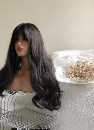 Перука kitto hair темно-коричнева шоколадна з чубчиком 55 см (3030)
