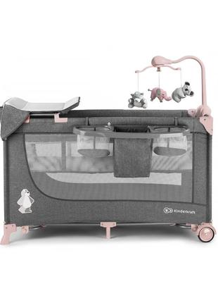 Кровать-манеж с пеленатором kinderkraft joy pink (kkljoypnk000ac)3 фото