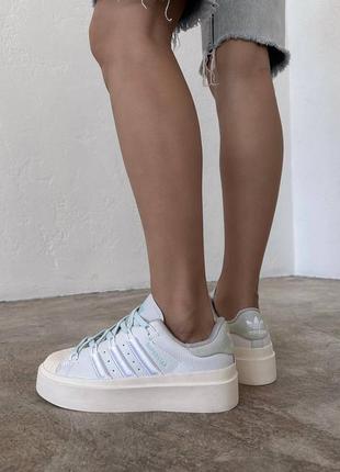Кроссовки adidas superstar beige blue9 фото