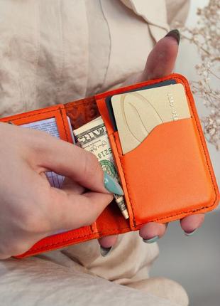 Обложка для id паспорта женская кожаная оранжевая с тиснением карпаты | обложка для прав6 фото
