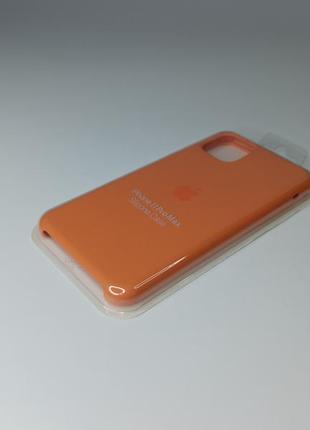 Чехол силиконовый silicone case для iphone 11 pro max с матовой поверхностю микрофибра внутри оранжевый2 фото
