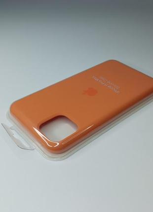 Чехол силиконовый silicone case для iphone 11 pro max с матовой поверхностю микрофибра внутри оранжевый4 фото