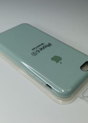 Чехол силиконовый silicone case для iphone 6 / 6s с матовой поверхностю микрофибра внутри бирюзовый3 фото