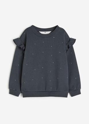 Теплый свитшот на флисе h&m на девочку 2-4-6 и 8-10 лет 98/104 и 110/116 и 134/140 см кофта худи hm1 фото