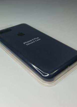 Чохол силіконовий silicone case для iphone 7 plus / 8 plus з матовою поверхнею мікрофібра всередині темно-синій