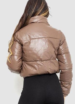Куртка женская из эко-кожи на синтепоне, цвет мокко, 129r28104 фото