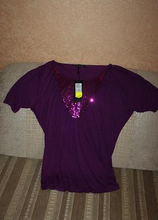 Новая фиолетовая футболка размер л, хл наш 52 от only