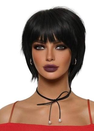Перука брюнетки коротка natural black, термоволокно xouje