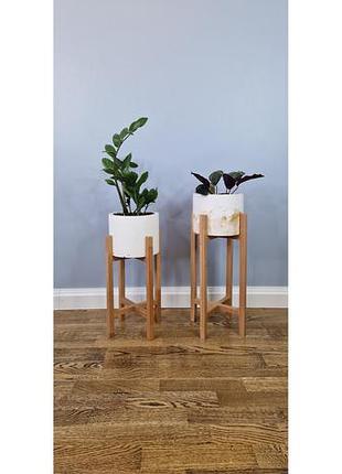 Подставки для вазонов деревянные wooddecor комплект в натуральном цвете покрытый лаком средняя и низкая