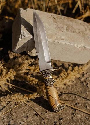 Эксклюзивный нож ручной работы из дамасской стали «мини-генерал #4» с кожаными ножнами/60 hrc5 фото