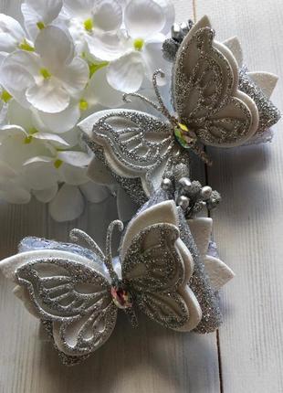 Набор заколок "серебристая бабочка"