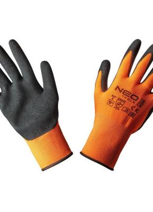 Захисні рукавиці neo tools нітрилове покриття, поліестер, р.9, жовтогарячий (97-642-9)