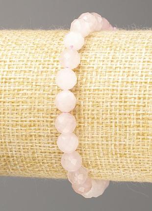 Браслет розовый кварц натуральные камни граненый шарик d-7мм+- l-18см (стрейч)